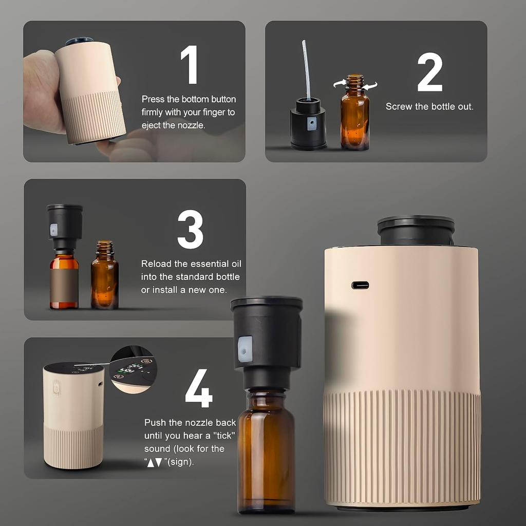 Waterless Essential Oil Nebulizer Battery Portable Smart Cordless Digital Display Aromatherapy Atomizing Diffuser Cold Mist