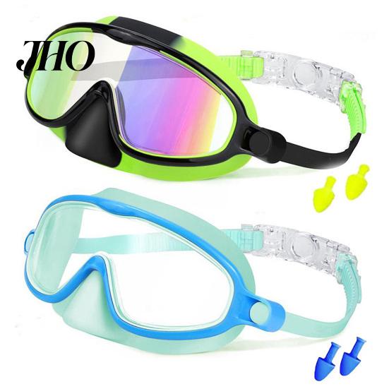 Leak-proof Swim Goggles 1/2 Pairs Children with Earplugs, UV Protection Anti-Fog Pool Easy Wear Kids Nose Cover, No Leakage Swimming Eyewear for Boys