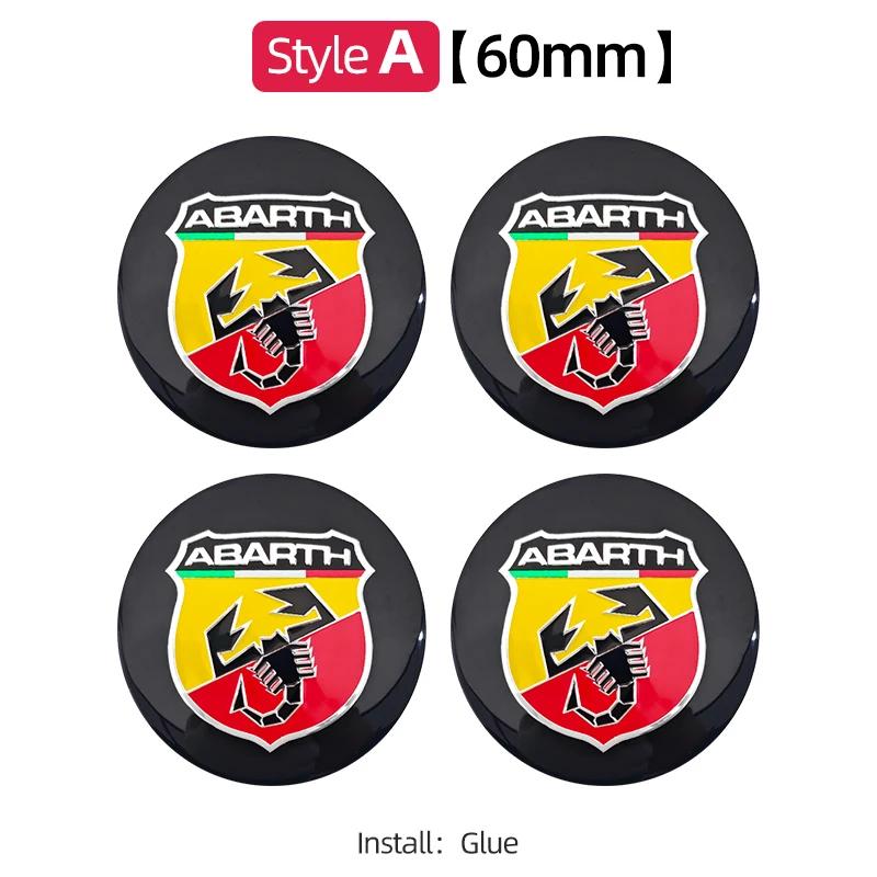 ESA4   4pcs 3D 56mm Car Wheel Center Sticker Hub Cap Decal Emblem For Fiat Abarth 500 Ducato Panda Talento Linea Idea Spider Cronos