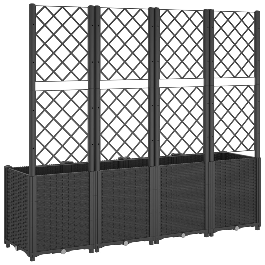 Planter with Trellis Black 160 x 40 x 140 cm PP