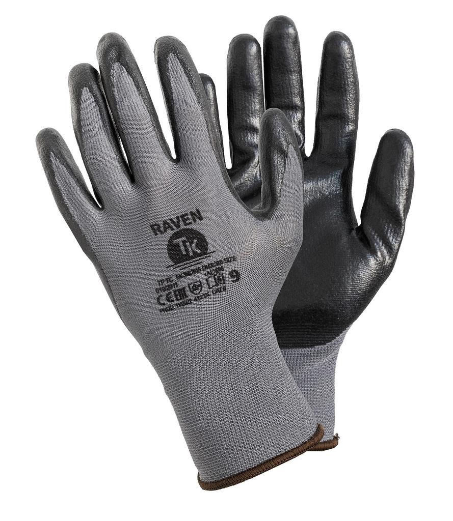 Raven Polyester + Nitrile Assembly Gloves, Size 10 - 12 Pairs - Rek Raven 10