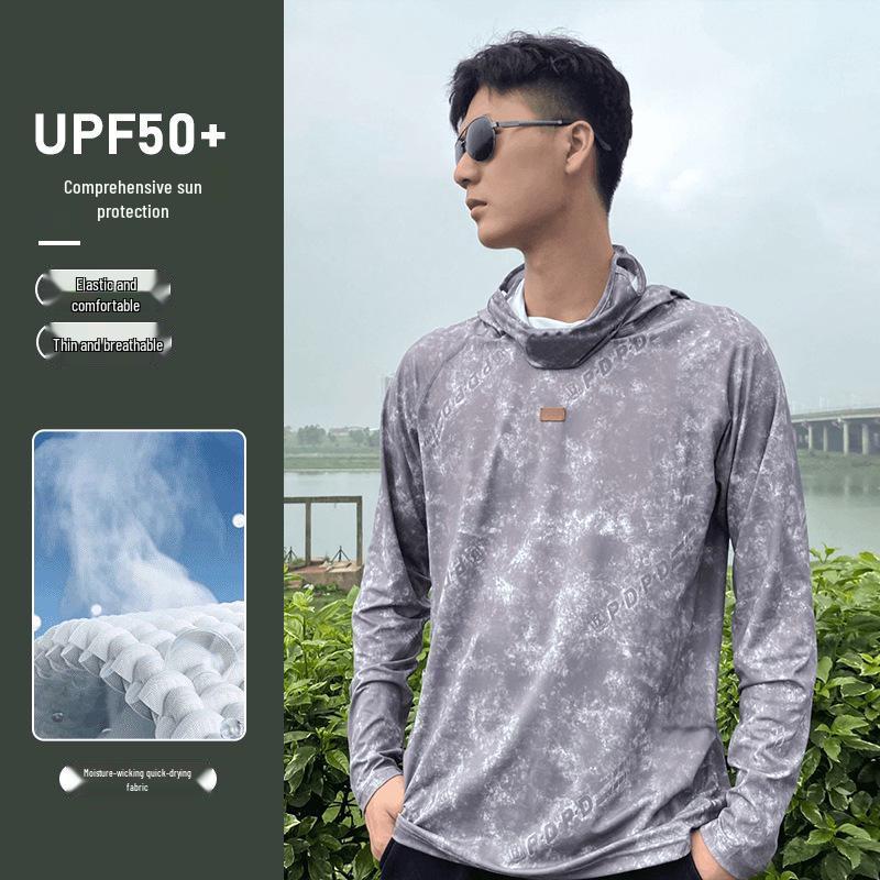 Men's UV Protection Quick-Dry Fishing Suit - Lightweight Summer Ice Silk with Sun Protection Face Covering