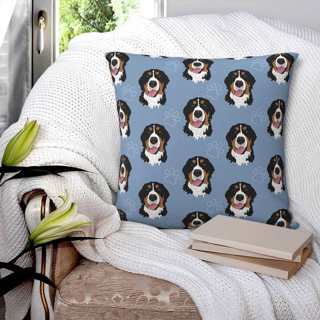 Bernese Mountain Dog Patternblue Square Pillowcase Cushion Cover Pillow Case Throw Pillow Cover for Home Sofa Living Room