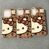 Чехол для телефона Hello Kitty с леопардовым принтом, совместимый с iPhone 16 Pro Max Apple 15 Pro, 14, новая модель 13, текстура кожи 12/11