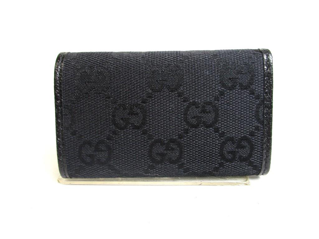 Оригинальный брелок GUCCI GG Black Canvas and Leather 6 Pics #a438 Восстановленный