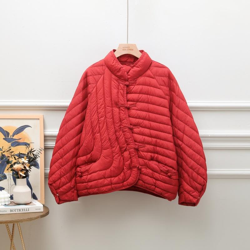 Осень и Зима Женская Ультралегкая Куртка из Белого Утиного Пуха Оверсайз Свободного Покроя Повседневная Короткая Куртка Пуховик Винтажные Женские Парки