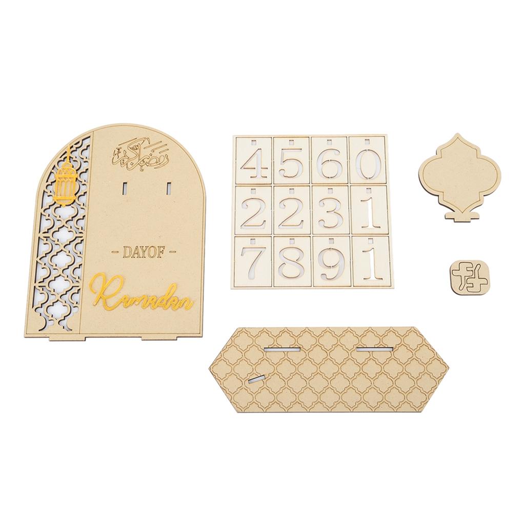 Ramadan Countdown Calendar Wooden Decorative Ornament DIY Eid Calendar for Home Party Holiday Type