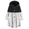 Women's Fashion Stitching Loose Hoodies Long Sleeve Plush Button Coat