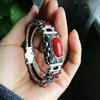 Непальские серебряные украшения Посеребленный браслет с рубином Женский темперамент Красная бирюза Этнический стиль Праздник лодок-драконов