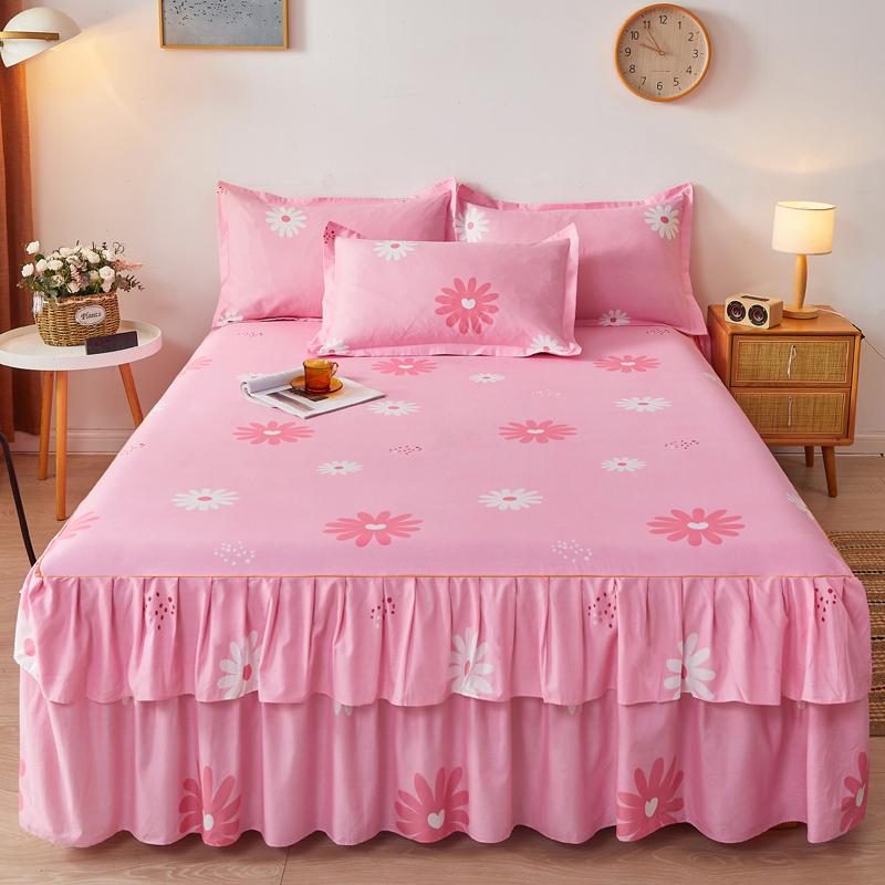 Двойная кружевная юбка-кровать colcha de cama queen с растительным принтом, покрывало на кровать, одинарная/королева/королевский размер, простыня, юбка(Наволочку нужно заказать)