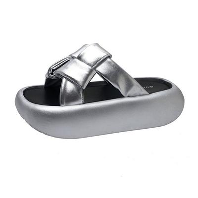 Модные плетеные сандалии для женщин, летняя уличная обувь 2025, новые повседневные пляжные сандалии на толстой подошве, платформа, шлепанцы