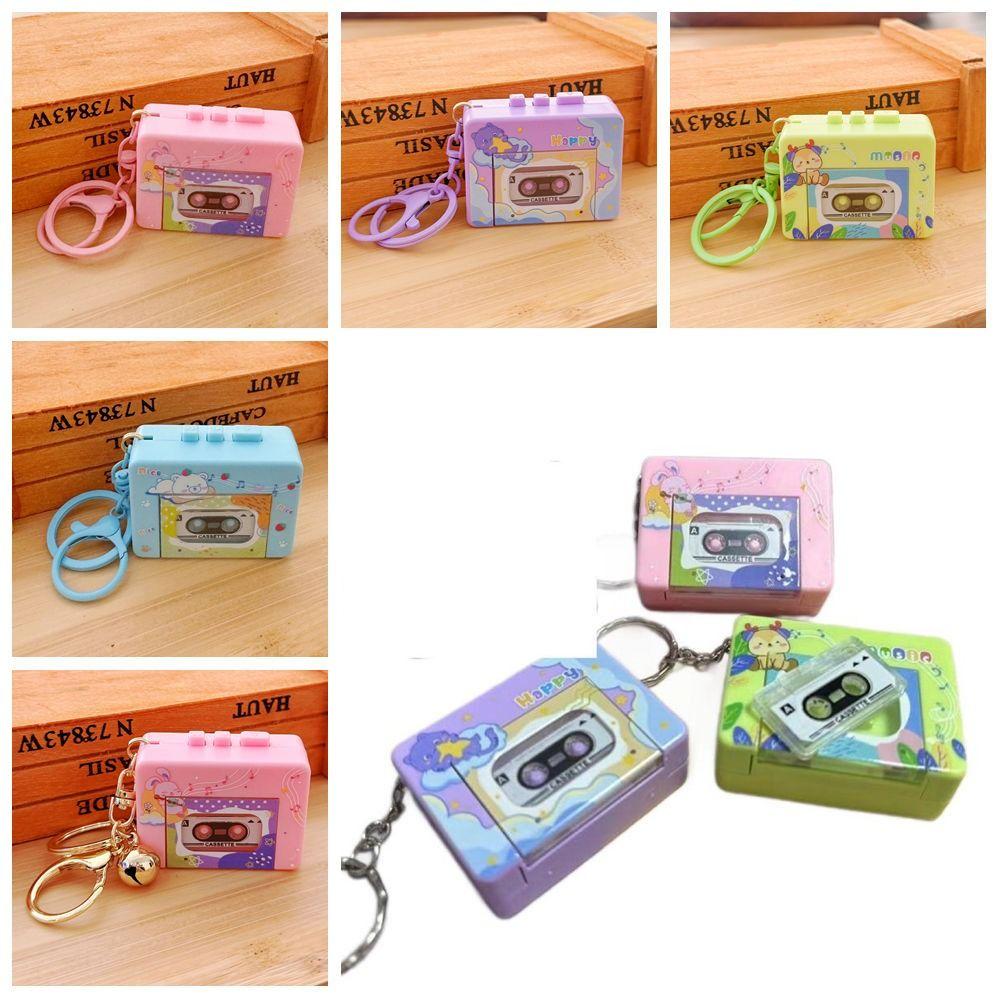 With music Retro Tape Recorder Keychain Cassette Recorder Recording Music Box Pendant   Backpack