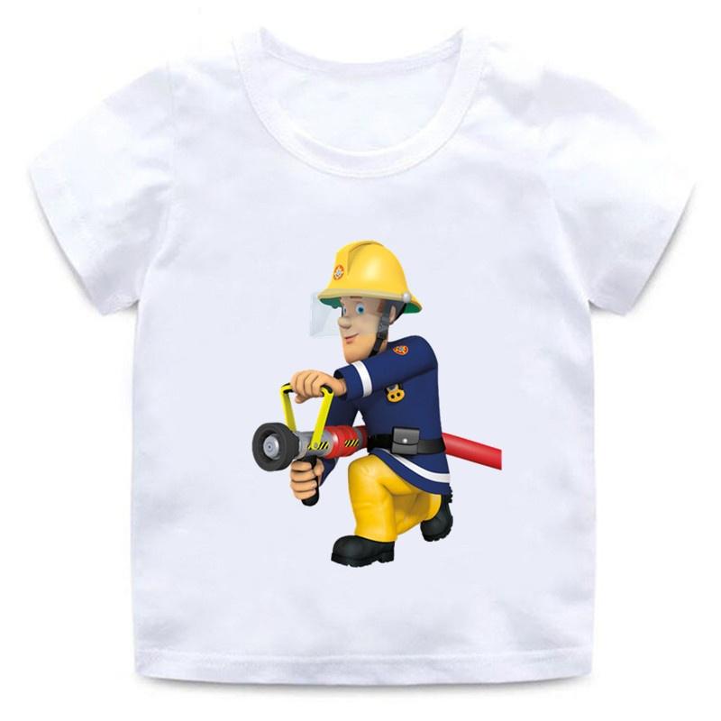 Fireman Sam Print Cartoon Funny White Short Sleeve New Men Women Tee Adults Children Boy Gril Top Kid Parent Child Cotton Tshirt