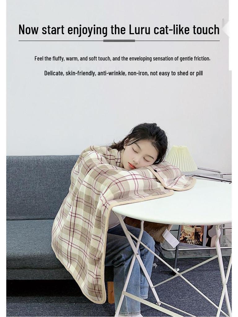 New Fall/Winter Blue Check Shoulder Wrap: Multifunctional, Extra Thick, Warm Shawl, Blanket, and Nap Cape.