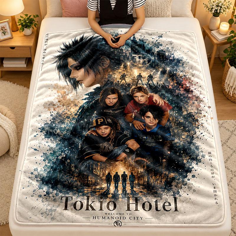Flannel BlanketTokio Hotel Warm Soft Throw Blanket for Indoor Sofa Bed Living Room Use