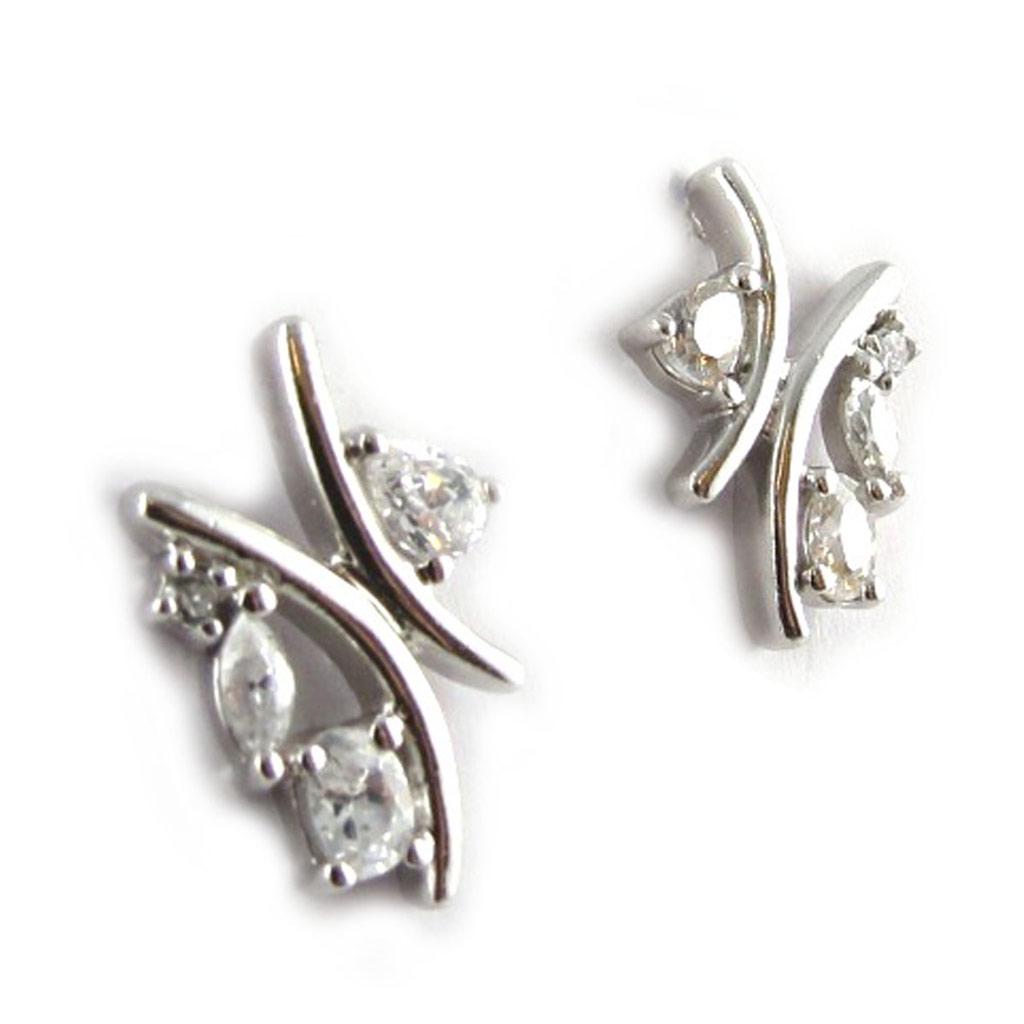 Les Trésors De Lily [B8476] - White 'Crystal Dream' Silver Earrings
