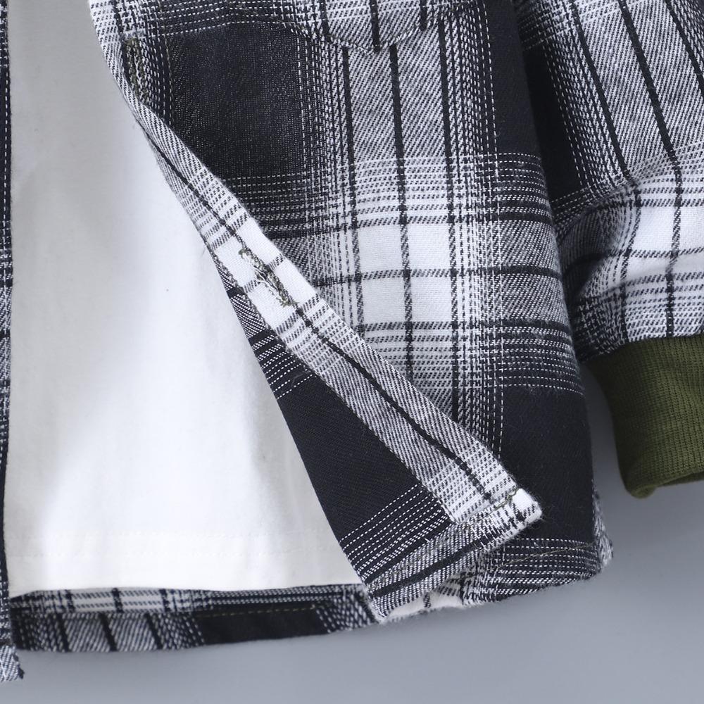 Детская одежда Осень/Зима Комплект из двух предметов для мальчиков: клетчатая толстовка с капюшоном контрастной расцветки и брюки с длинными рукавами (Топ + Брюки)