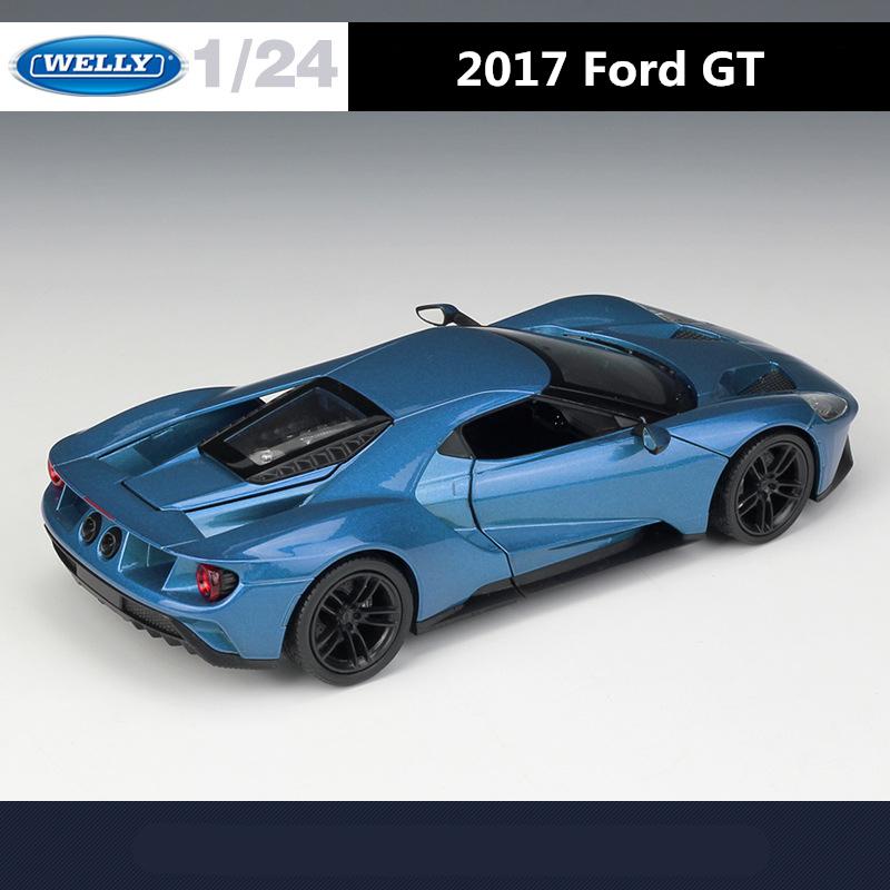 Welly 1/24 Ford GT 2017 Суперкар Модель автомобиля из сплава Литые игрушечные транспортные средства Моделирование Хобби Коллекционные игрушки для автомобилей Подарок на день рождения для детей