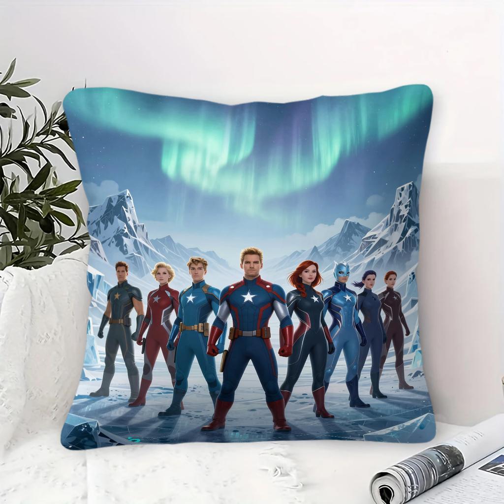 Aurora Superhero Team Throw Pillow Cushion Accent Pillow Includes Pillow Core 18.18Inch For Teens Bedroom Sofa Decor