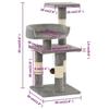 VidaXL Cat Tree with Sisal Scratching Posts 65 Cm Grey