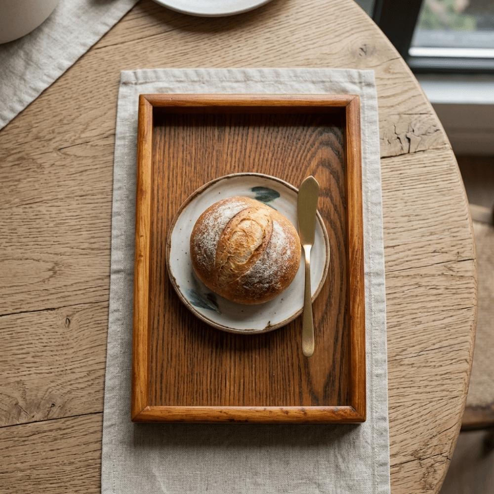 Smooth Surface Serving Tray Wood Food Tray Stylish Snack Platter For Coffee Snacks