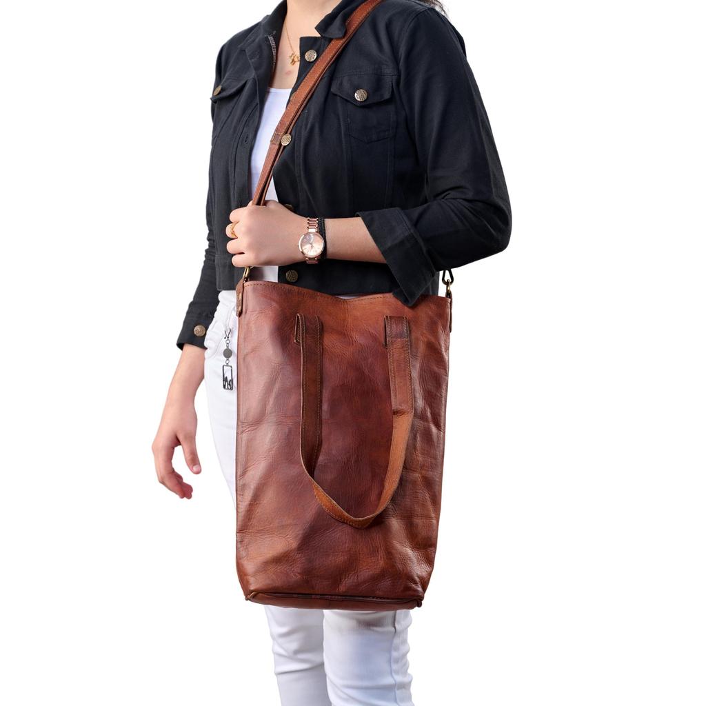 Handmade Goat Leather Tote Bag by Parry’s Leather World, Vintage Style Women’s Shoulder Bag, Durable Everyday Carryall