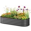 Galvanised Raised Garden Bed Metal Planter Box With Safety Edging For Flowers Herbs Succulents Dark Grey