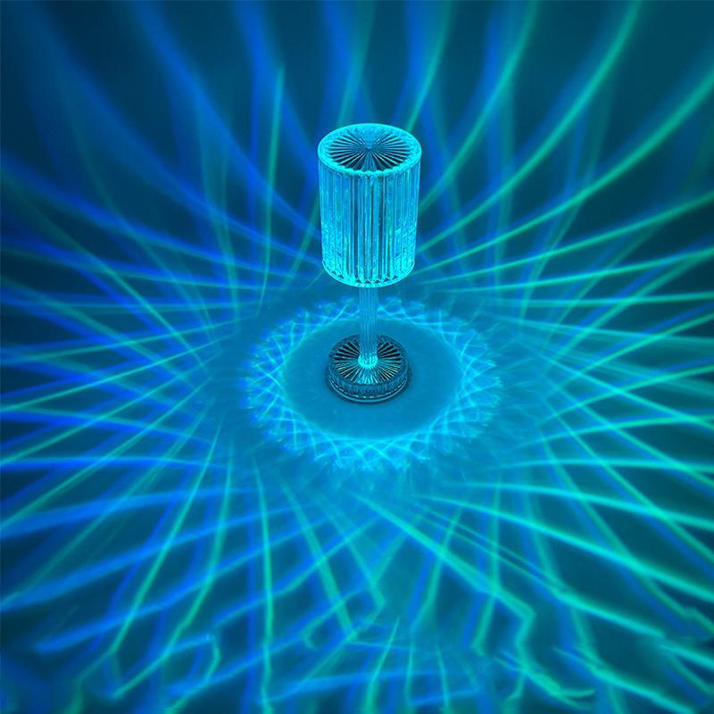 Настольная лампа с кристаллами и бриллиантами, цветной светильник RGB с сенсорным управлением, романтический светильник для спальни, акриловый перезаряжаемый USB ночник, проекционный светильник