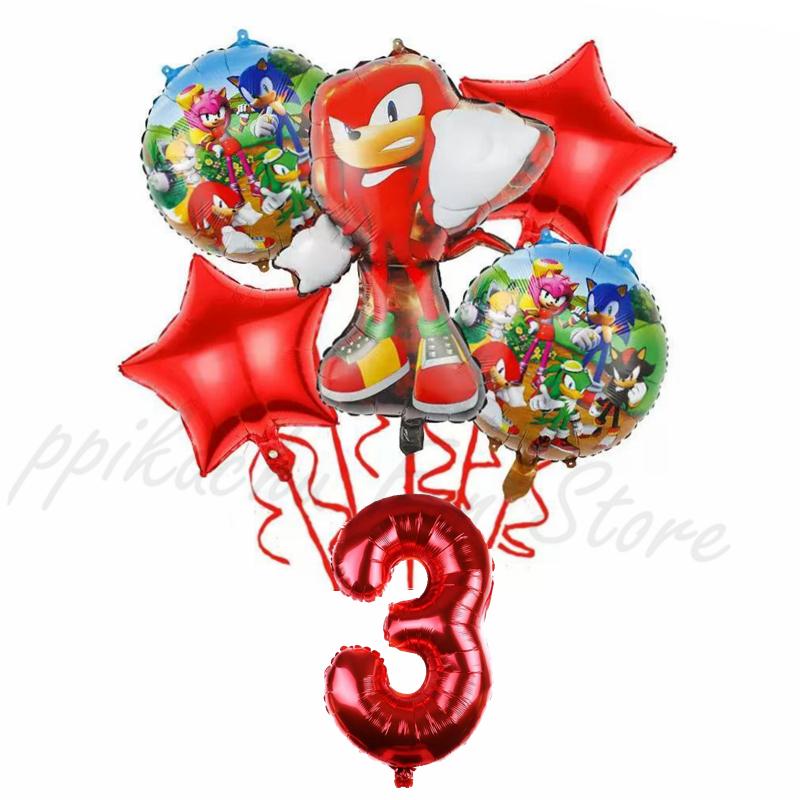 6Pcs Cartoon Hedgehog Balloons Sonic Theme Birthday Party Decoration Balloons For Boys Children Baby Bath Toys