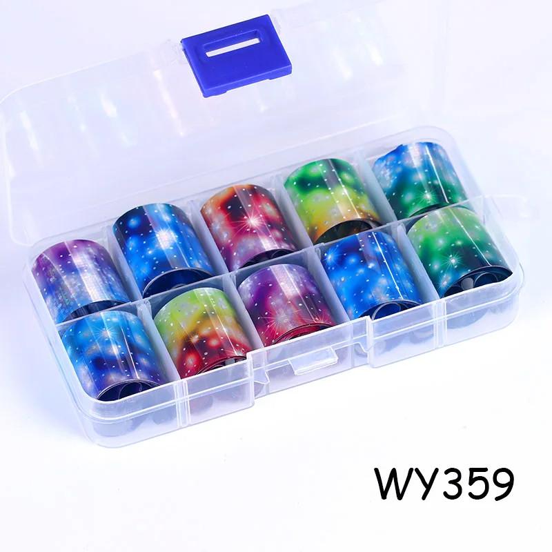 10 шт./кор. голографическая переводная фольга для ногтей, золотая пленка для слайдера, клейкая бумага, звездная наклейка для ногтей, набор для самостоятельного украшения