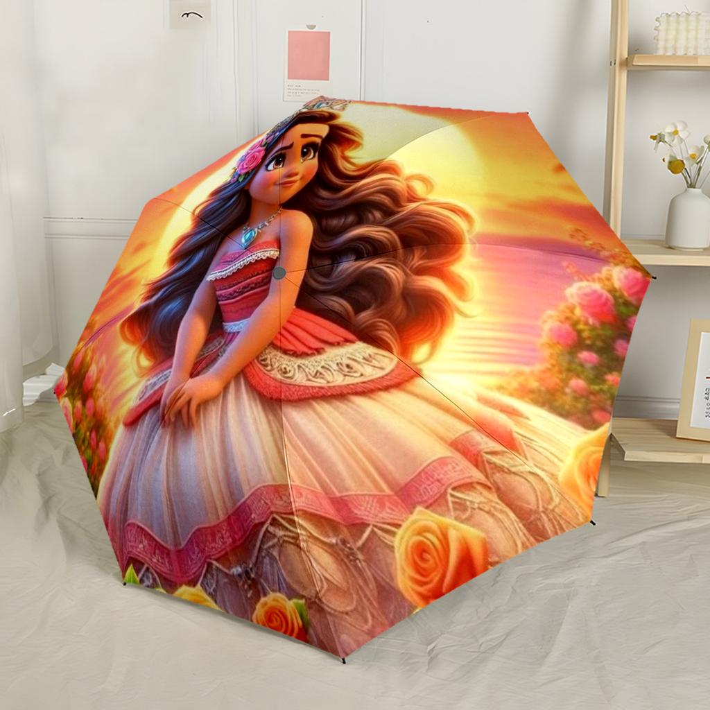 Moana And Maui's Adventure Compact Travel Automatic Umbrella Compact & Durable 8-Rib Design Durable Plastic & Iron Perfect for Outdoor Adventures