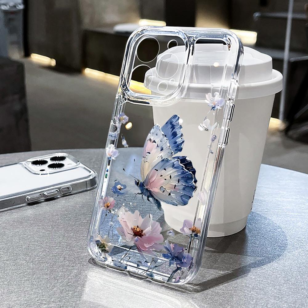Чехол-бабочка с градиентом для iPhone 11 17 16 14 15 13 12 Pro Max Для iPhone XS XR X Air 16E 16 15 14 Plus Силиконовая крышка