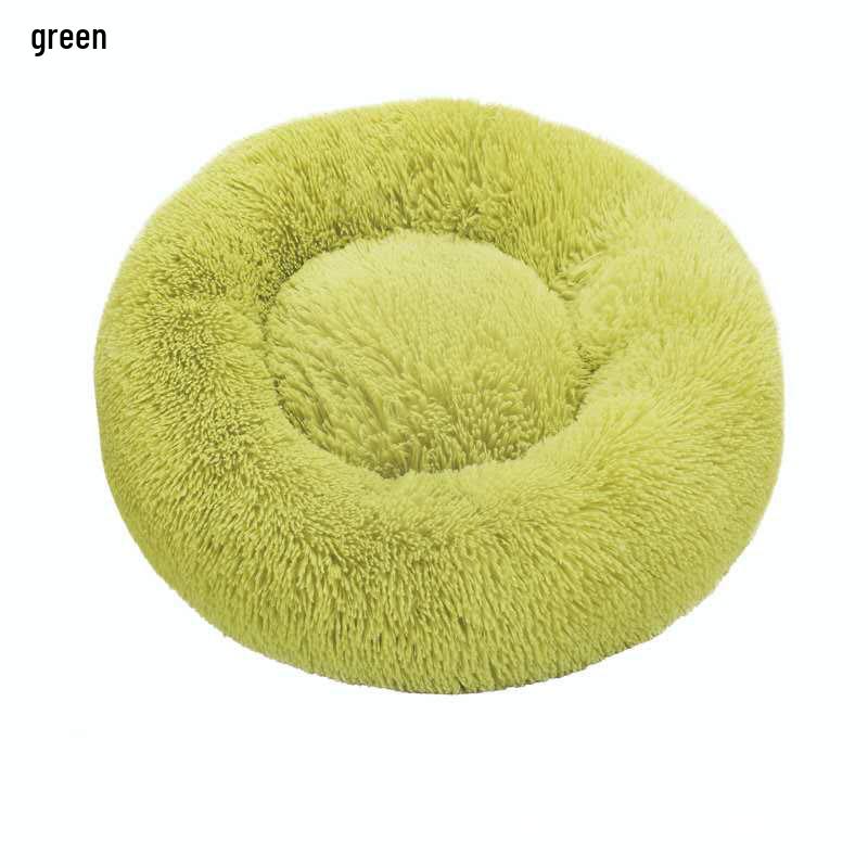 Круглая кровать для питомца с длинной шерстью - Кровать из ПВ вельвета для собак и кошек