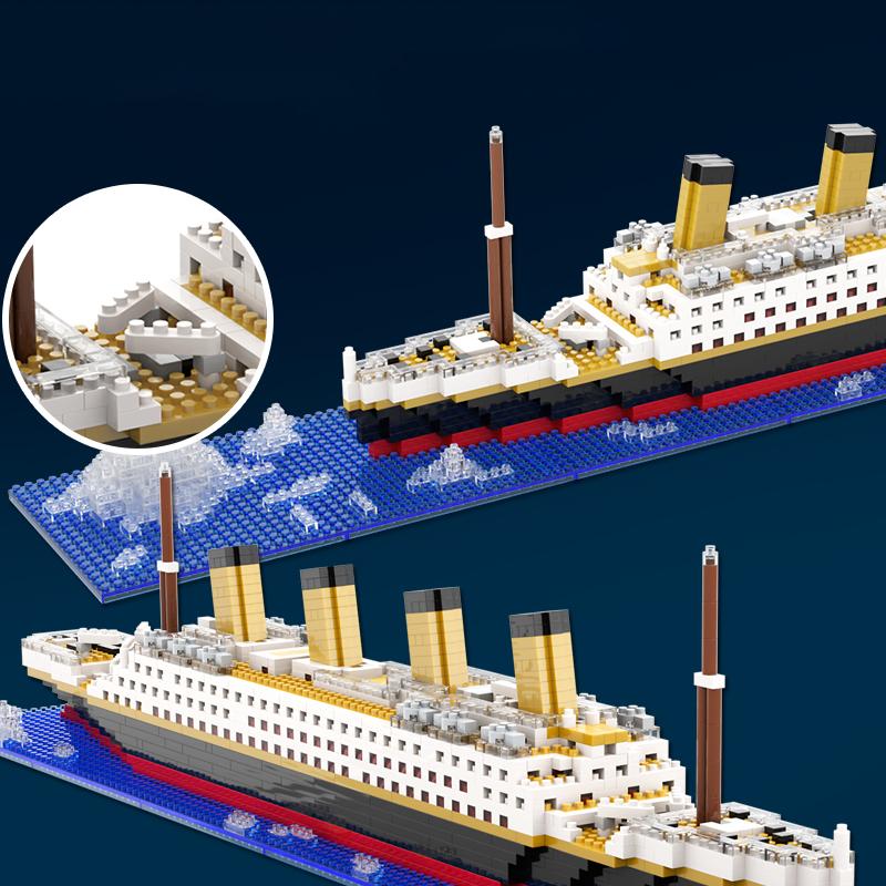 Simulation of Titanic High Difficulty Building Block Micro Particle Toy Puzzle Assembly Cruise Ship Model Children's Gift