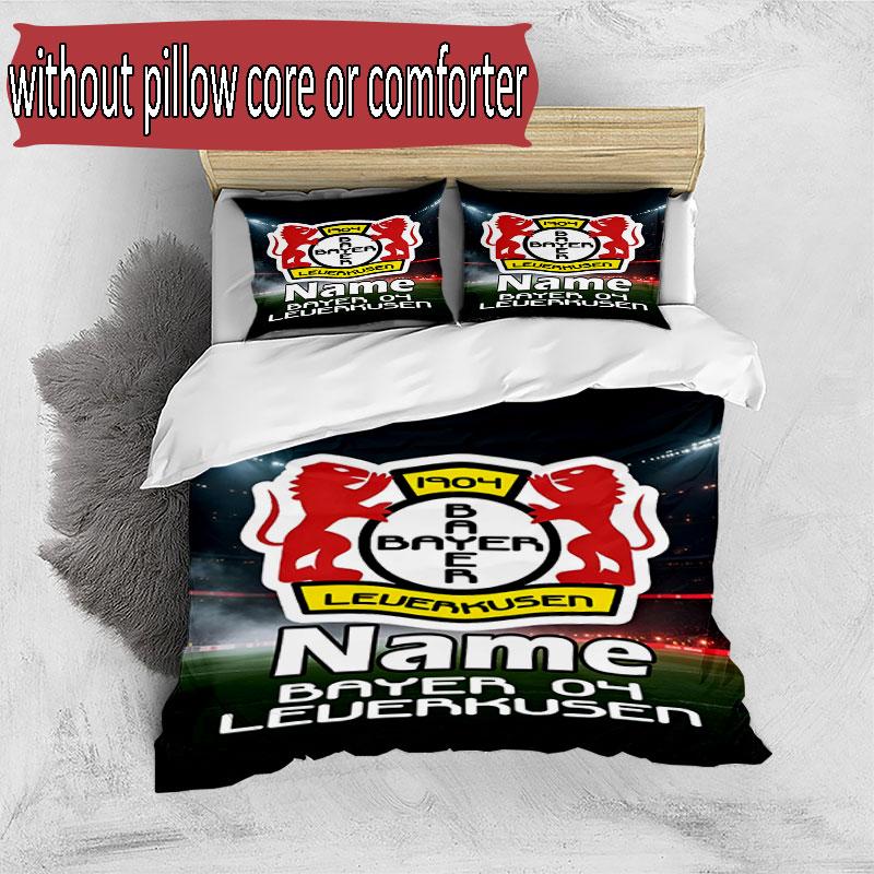 3pcs Duvet Cover Set (1*Duvet Cover + 2*Pillowcase, Without Core), Custom Name Bayer 04 Leverkusen Pattern Bedding Set, Home Bedroom Decor Gift
