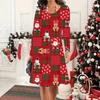 2025 Autumn & Winter Women's New Casual Crew Neck Dress 3D Christmas Pattern Ideal Halloween Christmas Gift