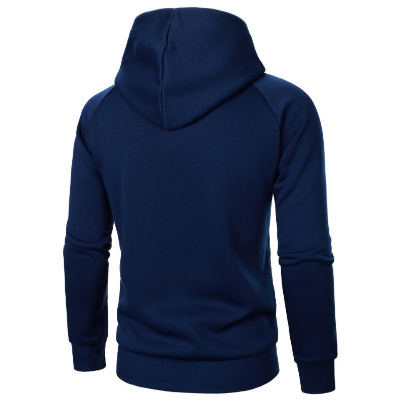 Men S Casual Solid Color Hooded Sweatshirt With Side Zip Design