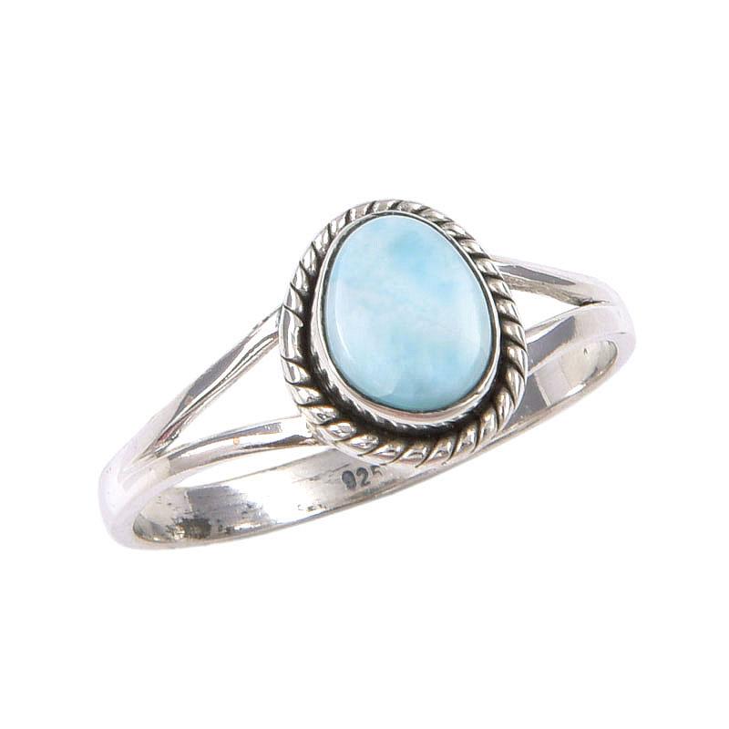 Natural Republic Larimar Gemstone Handmade 925 Sterling Silver Ring Size 9 C8A31