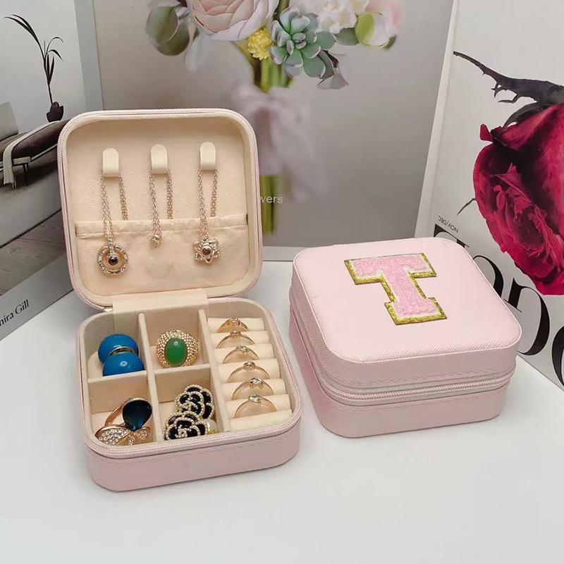 Mini Jewelry Storage Box Bridesmaid Gift Ideas Travel Jewelry Case Initial Letter with Name Birthday Party Box Mother's Day Gift