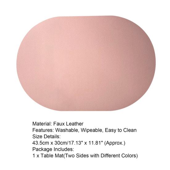 Table Mat Faux Non-slip Wipeable Leather Oval Shape Insulation Pad for Dining Room