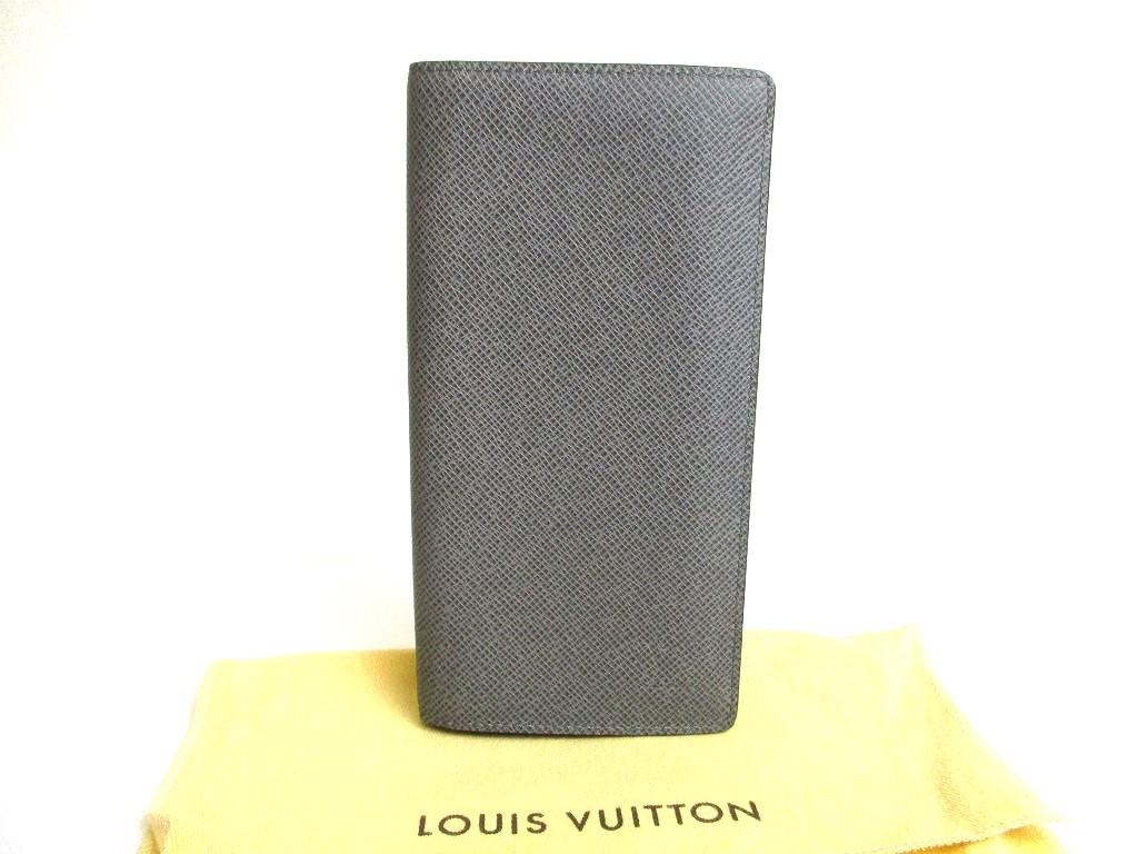 Оригинальный длинный кошелек LOUIS VUITTON Portefeuille Long из серой кожи Taiga #a564 Открытая коробка