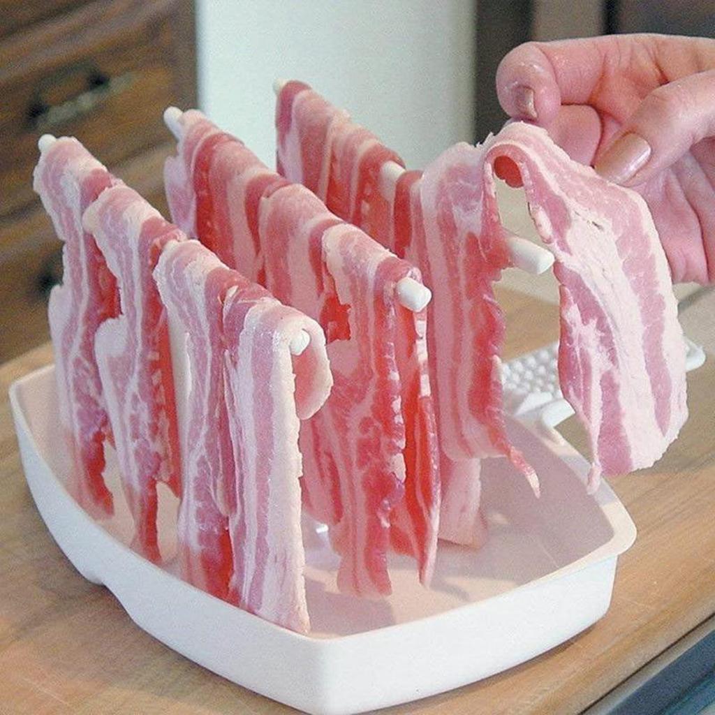 Microwave Bacons Cooker Tray Rack Bacons Cooking Tool For Crisp Breakfast Meal