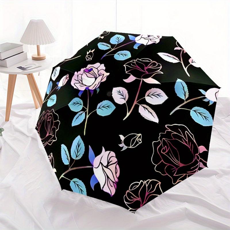 1pc Floral Pattern Automatic Open, Sturdy Iron Frame, Compact Folding Design, All-Season Portable Umbrella for Women & Men yy250801137