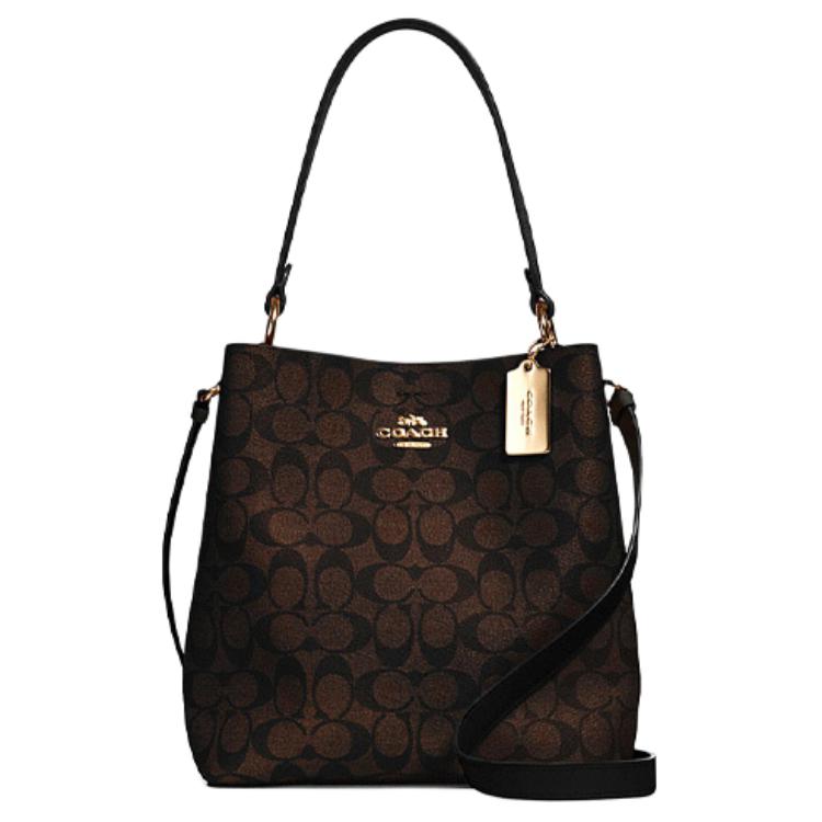 Coach Town 26 Monogram Canvas And Leather Bucket Bag Women bags Brown 91512-IMAA8