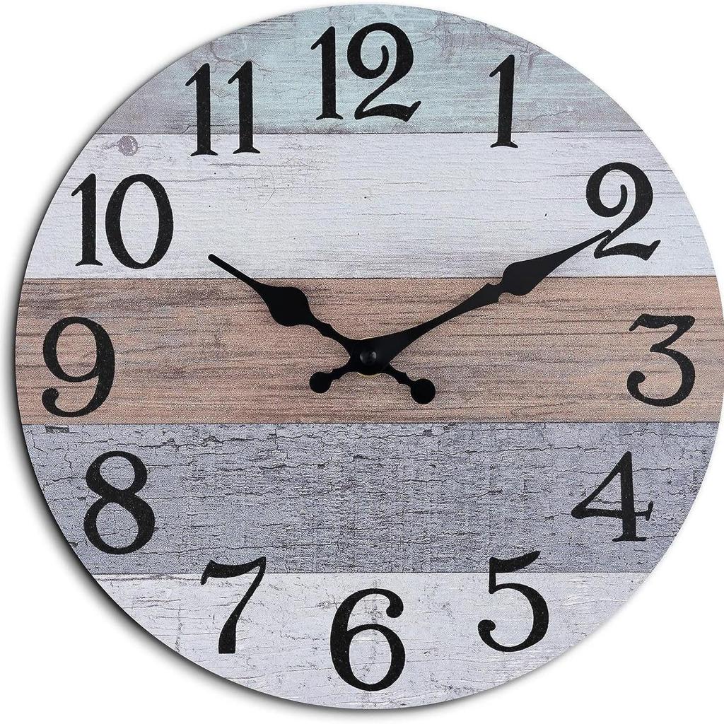 10-дюймовые бесшумные декоративные деревянные настенные часы для гостиной и спальни