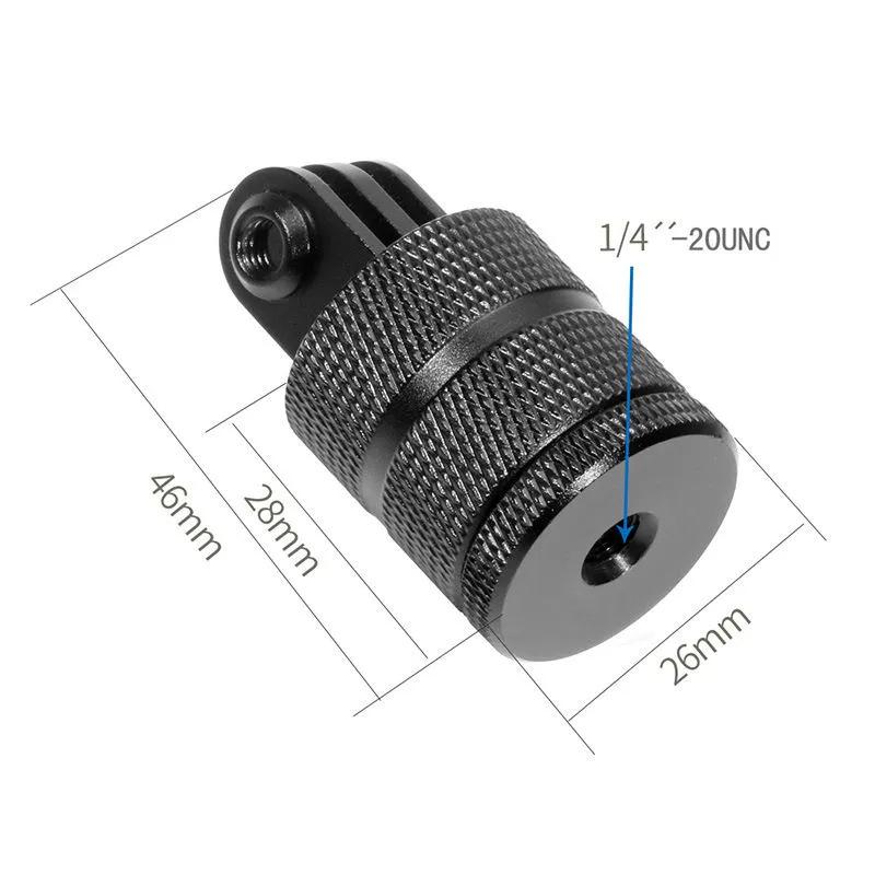 Для аксессуаров GoPro Металлический адаптер 1/4" Алюминиевый штатив Cnc Сплав Крепление 360 Вращение для Go Pro Hero 10 9 8 7 SJCAM Xiaomi Yi 4k