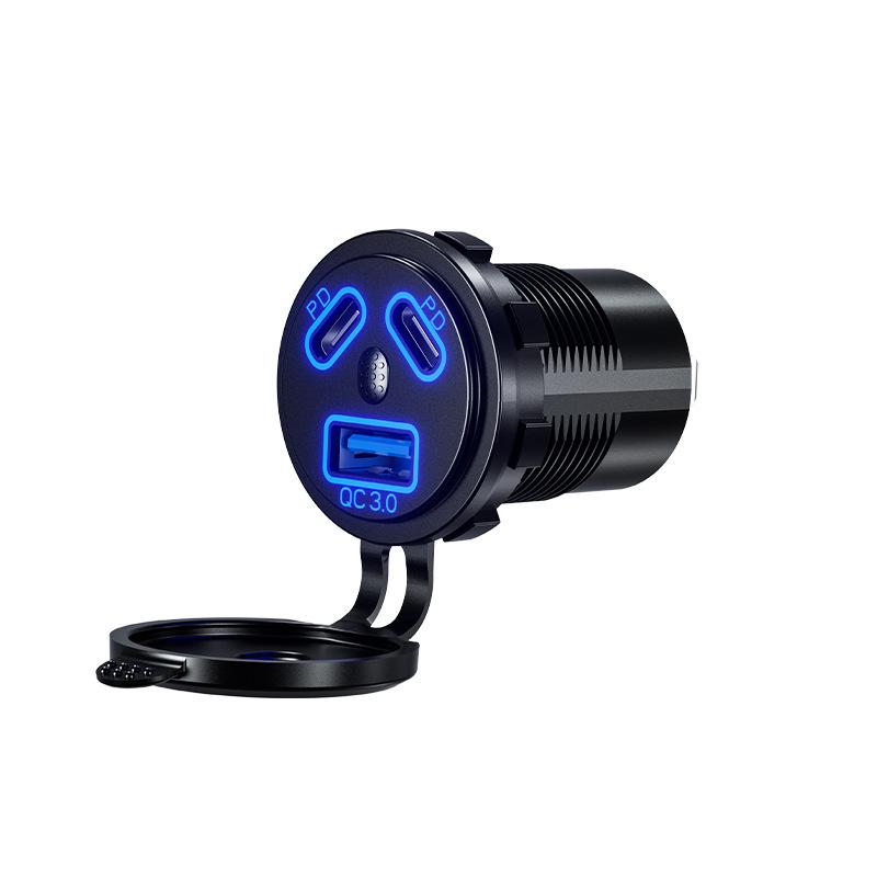 Розетка USB C, 12 В, двойной PD, 45 Вт, USB-C и QC3.0, USB-порт, автомобильное зарядное устройство с переключателем для автомобиля, лодки, морского грузовика, мотоцикла