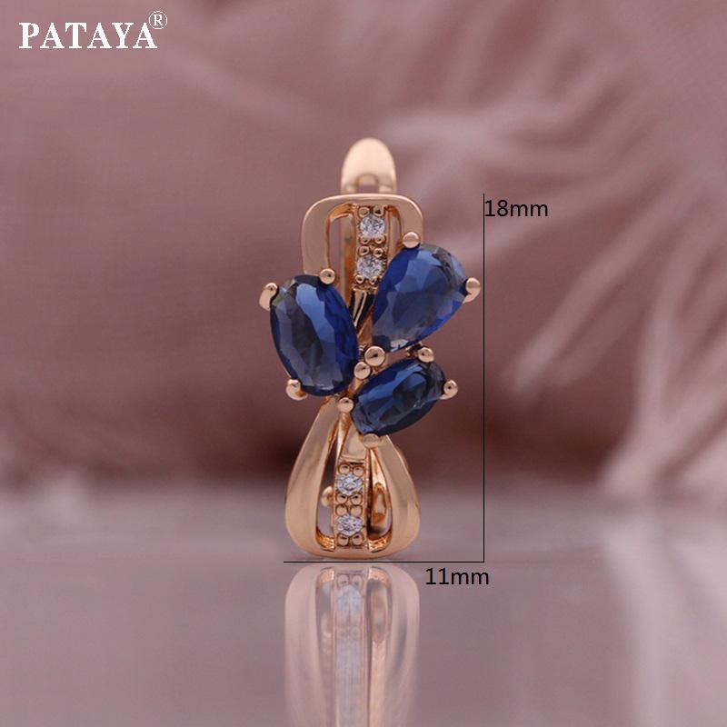 PATAYA Серьги-бабочки из искусственного циркона розового золота с инкрустацией синего цвета