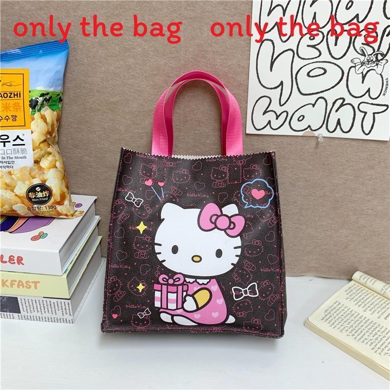 Сумка-тоут с принтом Hello Kitty Labubu из полиуретановой кожи для повседневного использования, большая вместимость