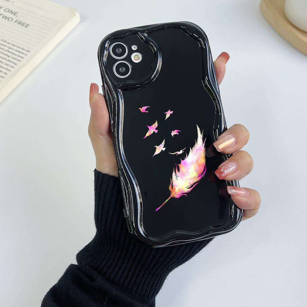 Мягкие волнистые чехлы для телефонов N76 с бабочкой для Samsung A54 A34 A13 A14 S23 S24 Ultra Xiaomi Redmi Note 13 12C Realme Infinix, защитный бампер